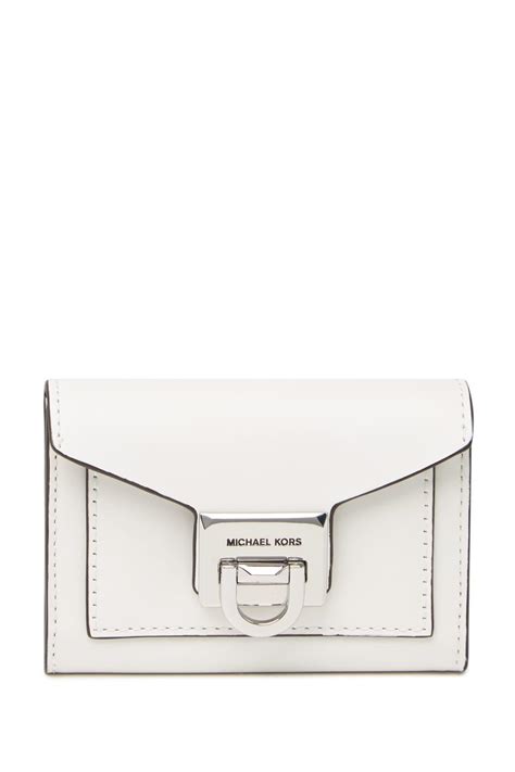 michael kors manhattan wallet white|Michael Kors white leather wallet.